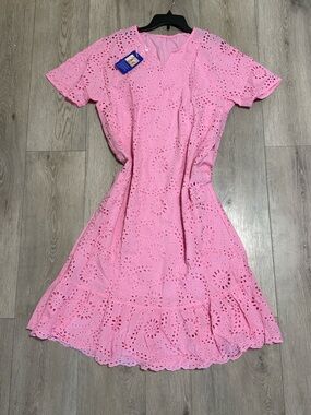 Pink holiday Eyelet womens Dress
